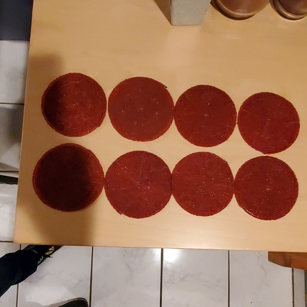 🆕️ Handmade Beaded Red Coasters set